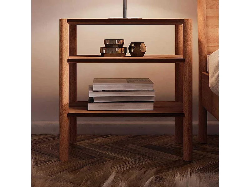 Bett Tisch aus Wildbuche Massivholz 64 cm hoch - 60 cm breit