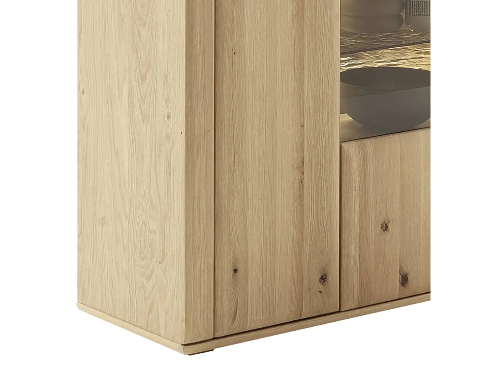 Wohnwand TV Wand mit LED Beleuchtung in Asteiche hell (dreiteilig)