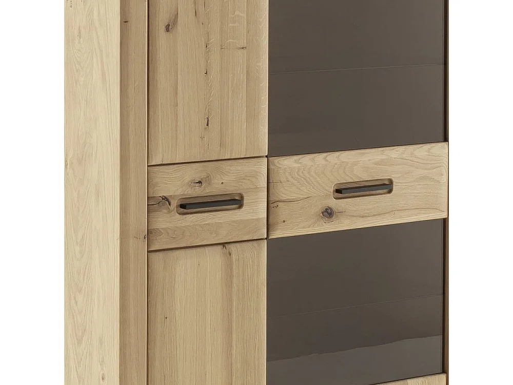 Wohnwand TV Wand mit LED Beleuchtung in Asteiche hell (dreiteilig)