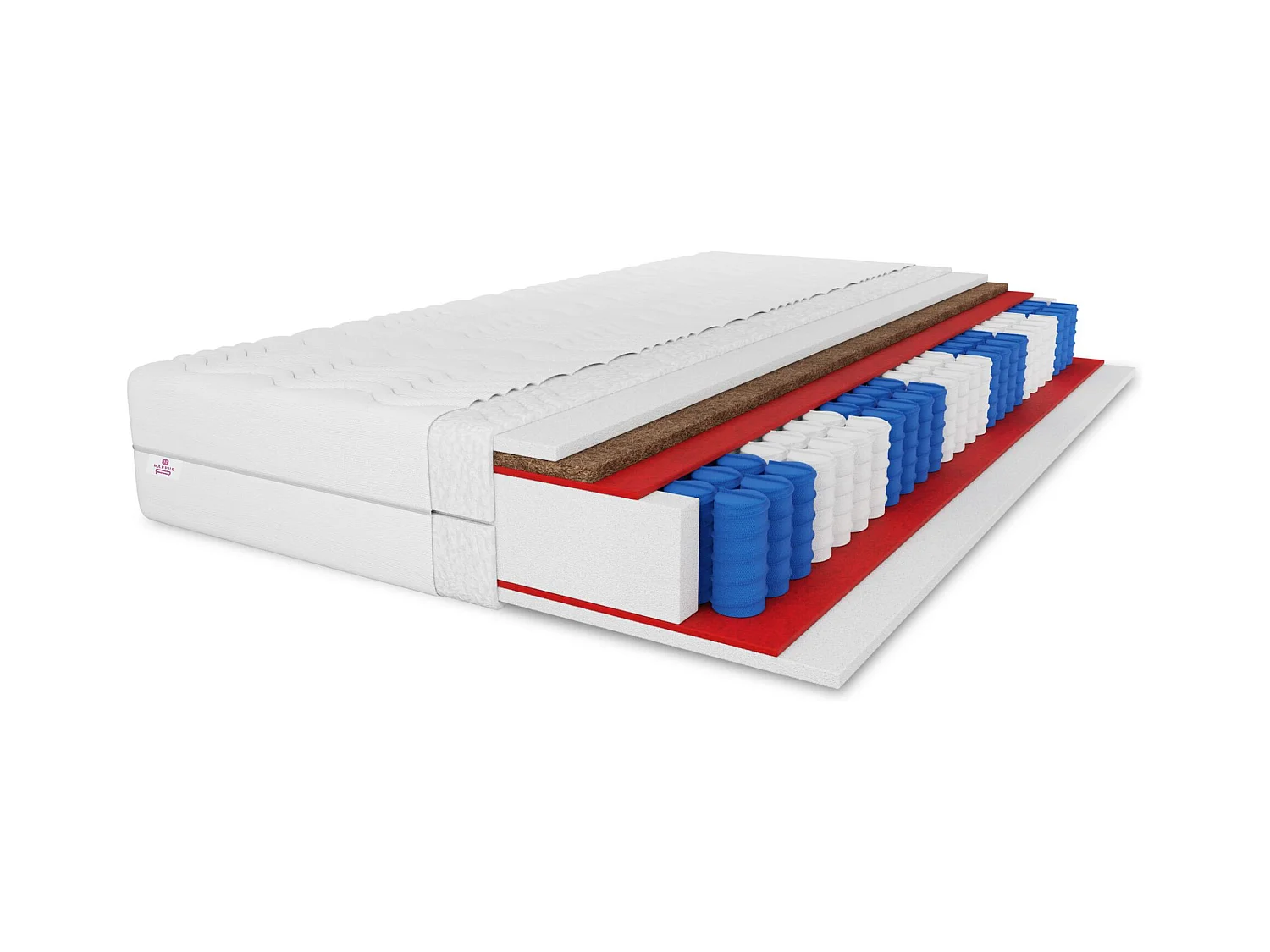 Matelas à ressorts ensachés Salsa Kokos, 7 zones, 140x200x25 cm, H3, blanc