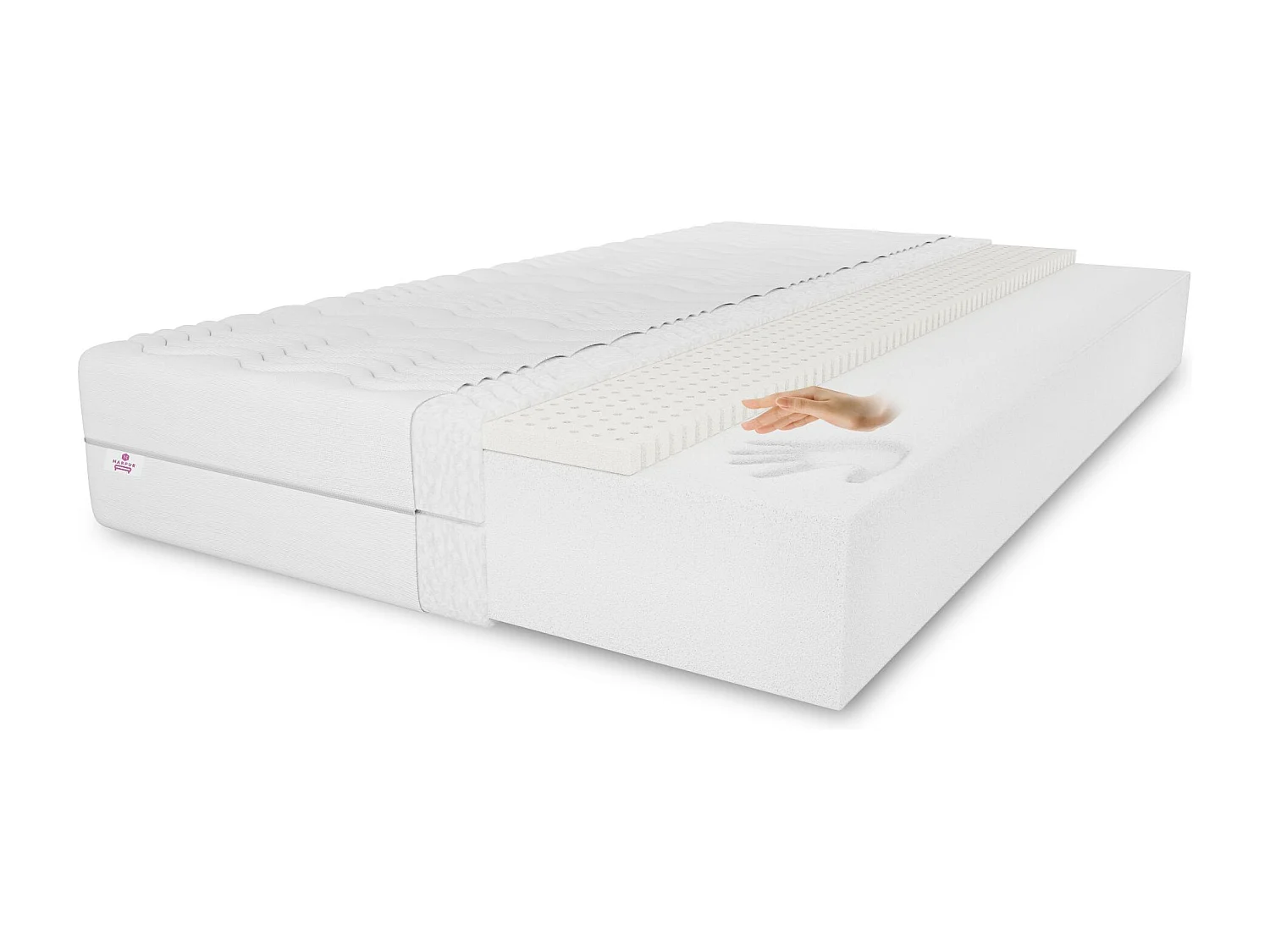Matelas en latex Memory 200 x 200 cm, hauteur 11 cm, degré de fermeté H3, couleur : noir