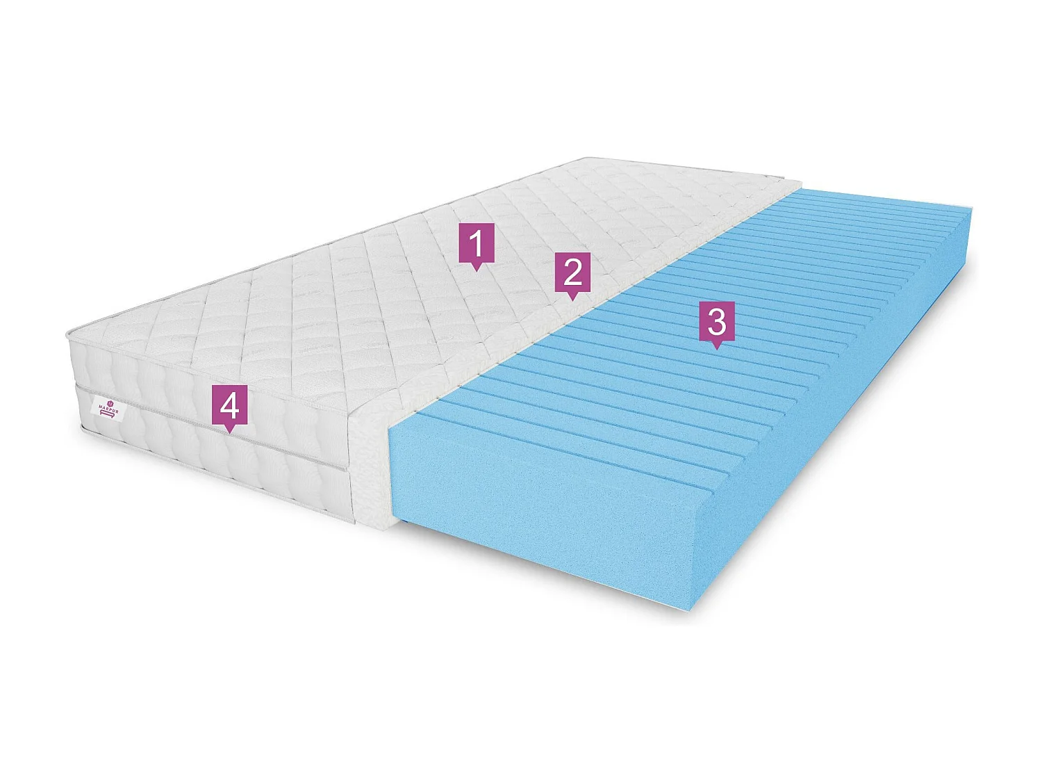 Matelas en mousse Olivia avec couche massante, 100 x 200 cm, hauteur 10 cm, H3, aloe vera