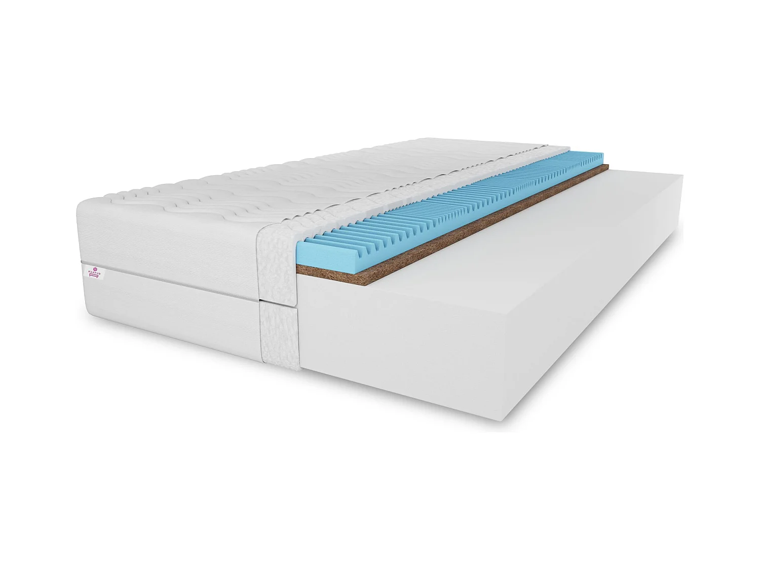 Matelas en mousse Twist, coco, 200 x 200 cm, hauteur env. 15 cm, H3/H4, blanc
