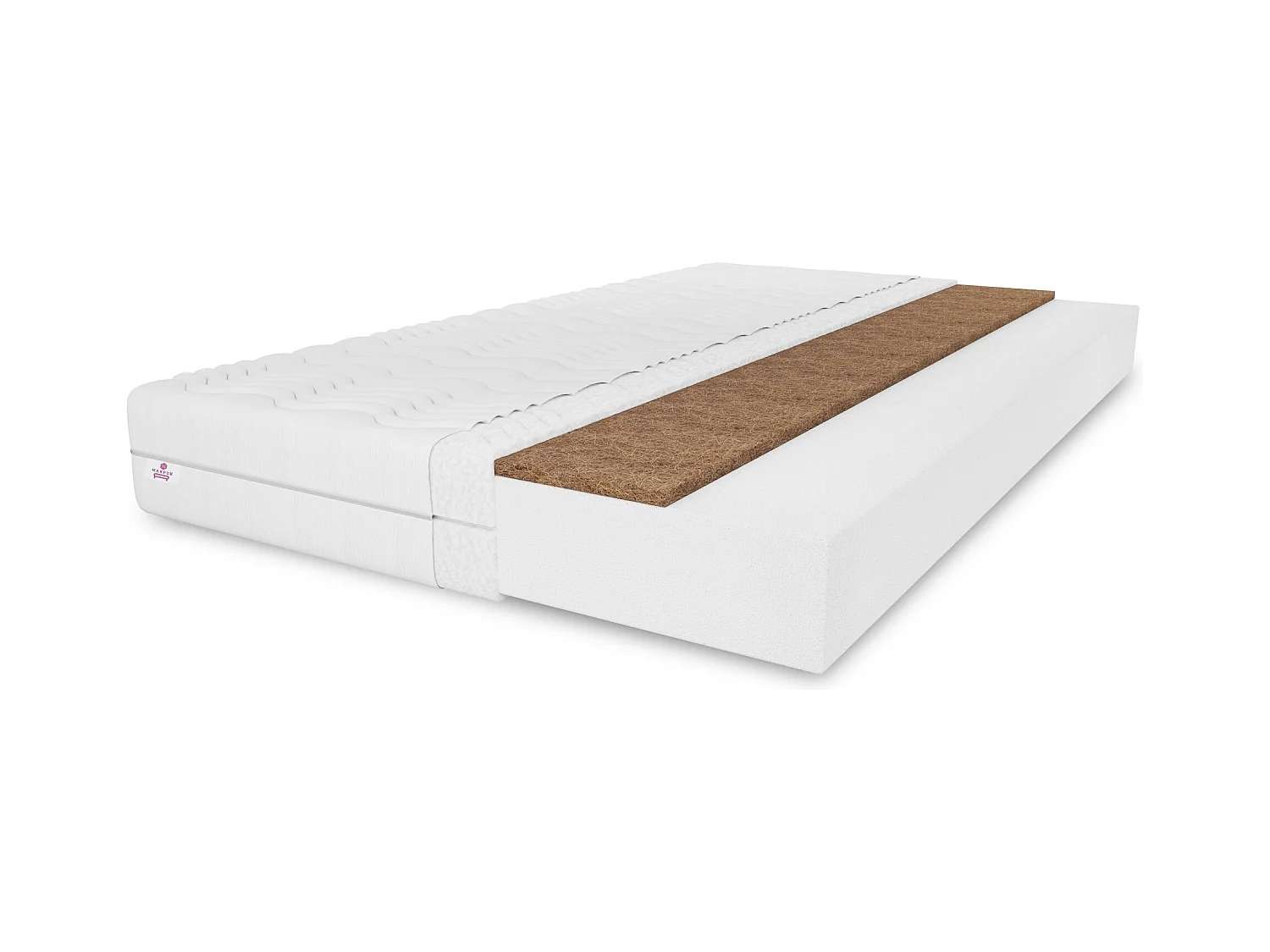 Matelas en mousse Kokos sylver 200 x 200 cm, hauteur 10 cm, H3/H4, blanc