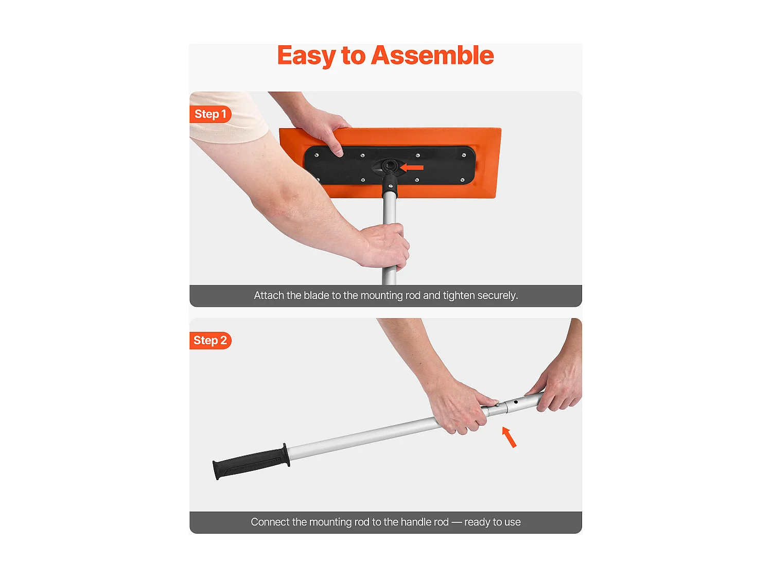 Râteau à Neige SucceBuy de Toit, 45 cm, Râteau de Déneigement de Longueur 1,2 m, avec Grattoir en Mousse, Poignée Antidérapante, Rangement Compact