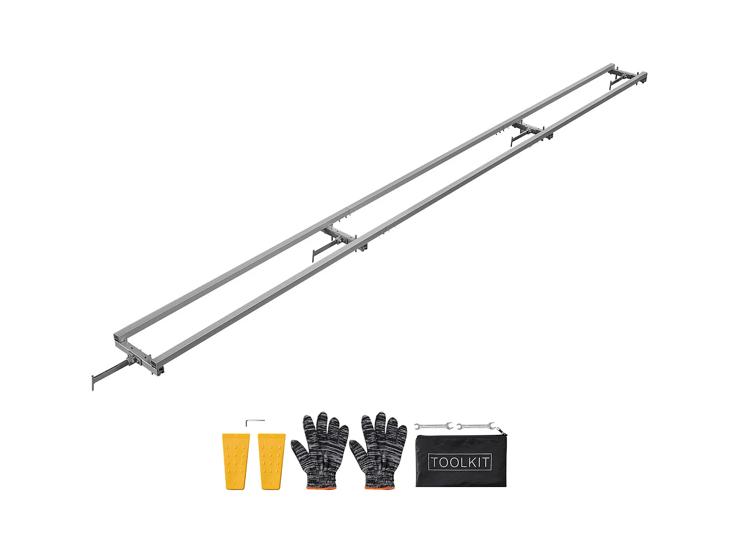 Führungsschiene SucceBuy für Mobile Tragbare Sägewerk, Schnittreichweite 3,66 m, Aluminium Schienenführung Verstellbar für Kettensäge, mit 4 Querstangen