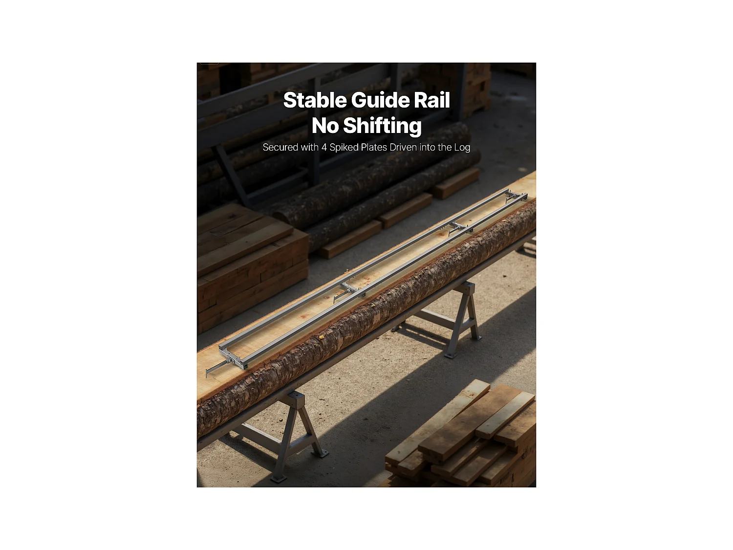 Führungsschiene SucceBuy für Mobile Tragbare Sägewerk, Schnittreichweite 3,66 m, Aluminium Schienenführung Verstellbar für Kettensäge, mit 4 Querstangen