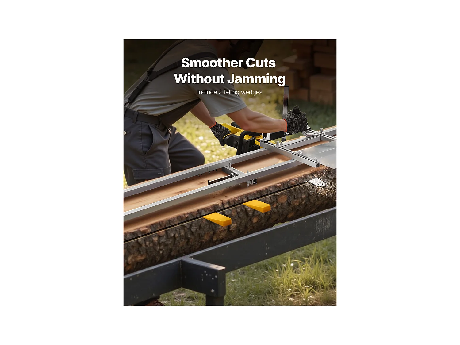 Führungsschiene SucceBuy für Mobile Tragbare Sägewerk, Schnittreichweite 3,66 m, Aluminium Schienenführung Verstellbar für Kettensäge, mit 4 Querstangen