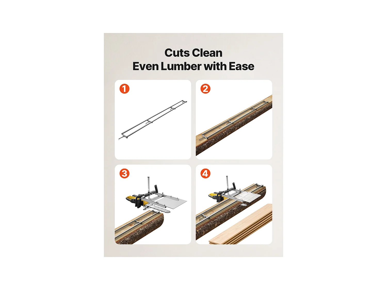 Führungsschiene SucceBuy für Mobile Tragbare Sägewerk, Schnittreichweite 3,66 m, Aluminium Schienenführung Verstellbar für Kettensäge, mit 4 Querstangen