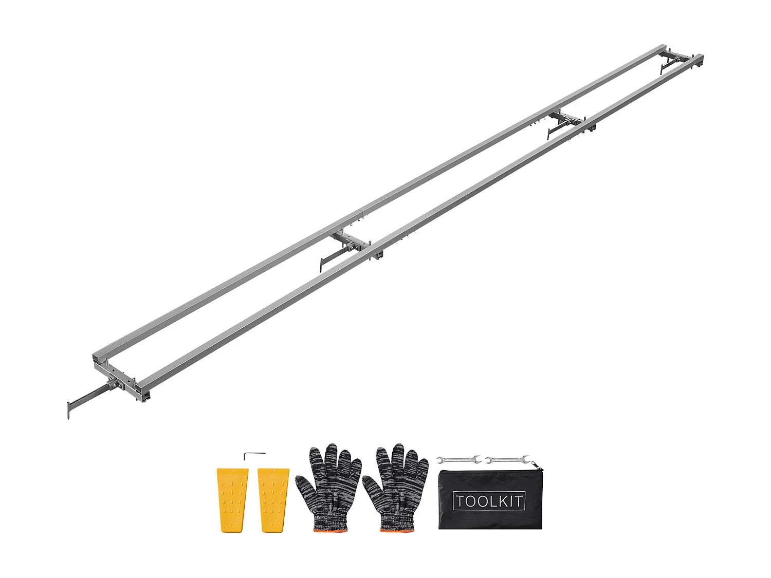 Rail de Guidage SucceBuy pour Scierie Mobile Portative, Portée de Coupe 3,66 m, Guide à Rail Réglable Aluminium pour Tronçonneuse, avec 4 Barres Transversales