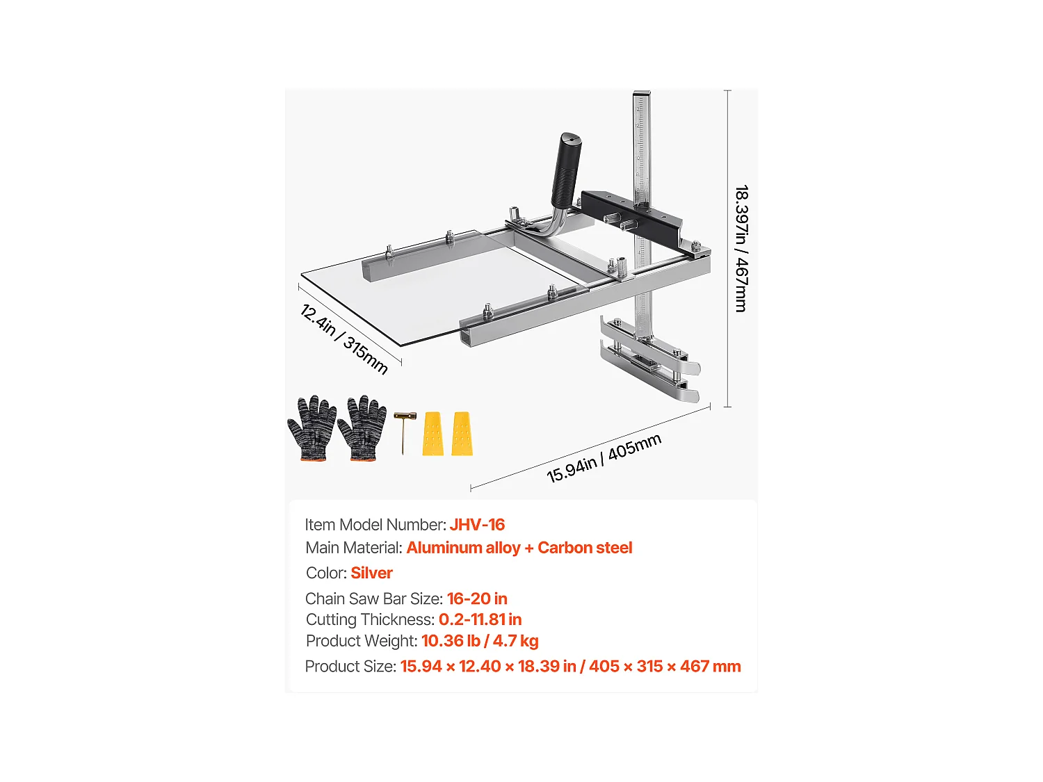 Gruminette SucceBuy für Kettensäge 41-51 cm Mobiles Tragbares Sägewerk Querschnitt, Schnittdicke 5,08-300 mm, mit Transparenter Schutzplatte