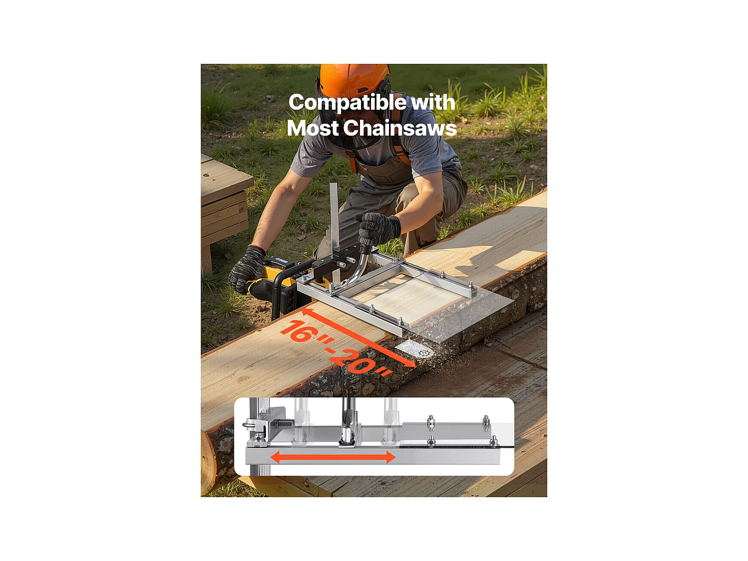 Gruminette SucceBuy für Kettensäge 41-51 cm Mobiles Tragbares Sägewerk Querschnitt, Schnittdicke 5,08-300 mm, mit Transparenter Schutzplatte