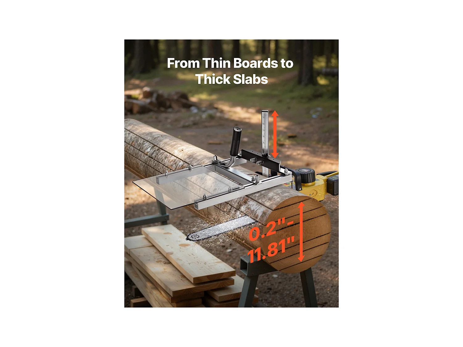 Gruminette SucceBuy für Kettensäge 41-51 cm Mobiles Tragbares Sägewerk Querschnitt, Schnittdicke 5,08-300 mm, mit Transparenter Schutzplatte