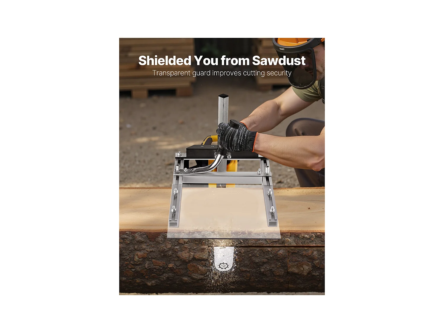 Gruminette SucceBuy für Kettensäge 41-51 cm Mobiles Tragbares Sägewerk Querschnitt, Schnittdicke 5,08-300 mm, mit Transparenter Schutzplatte