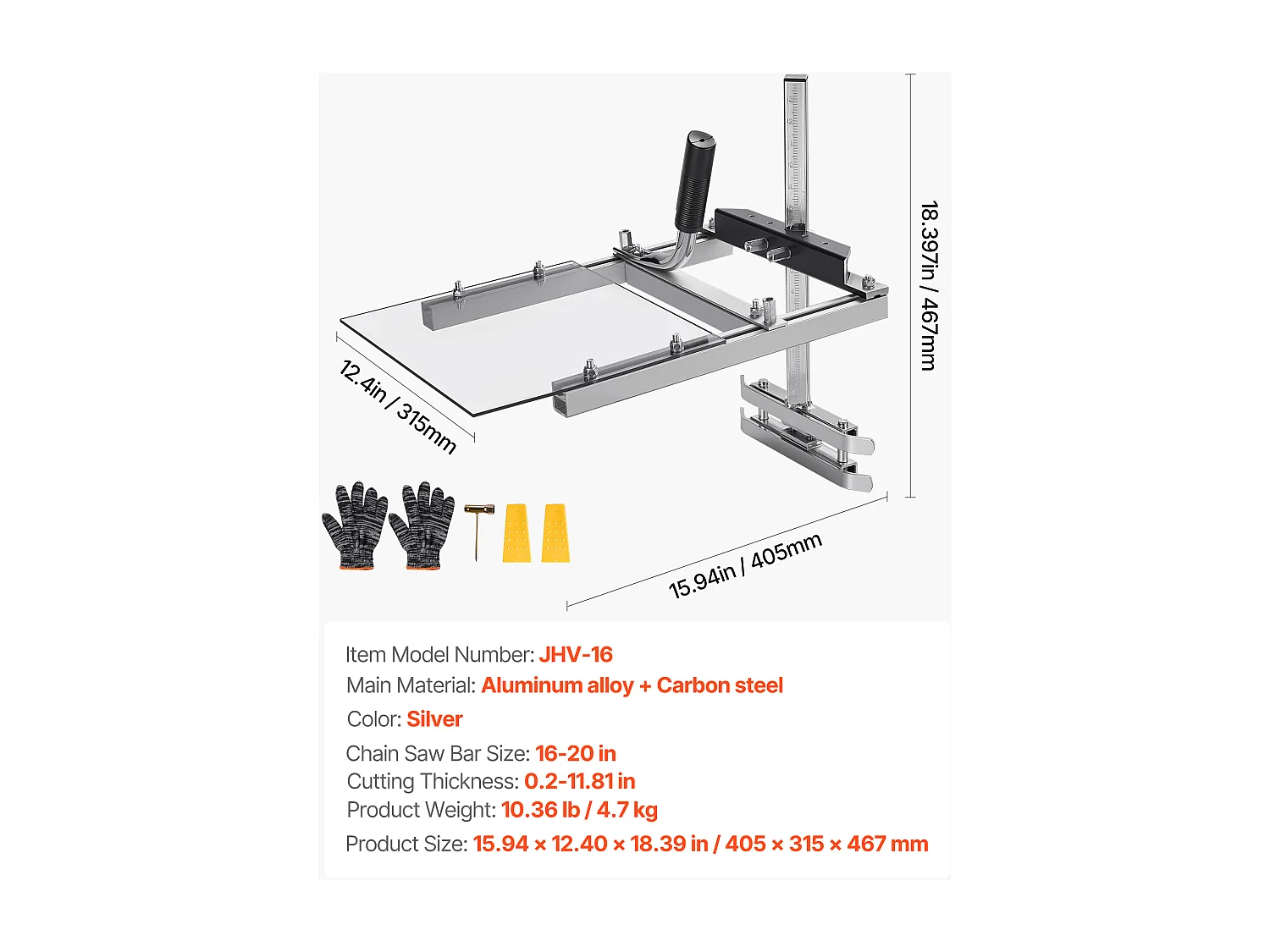 Gruminette SucceBuy pour Tronçonneuse 41-51 cm Scierie Mobile Portative Coupe Transversale, Épaisseur de Coupe 5,08-300 mm, avec Plaque Protection Transparente