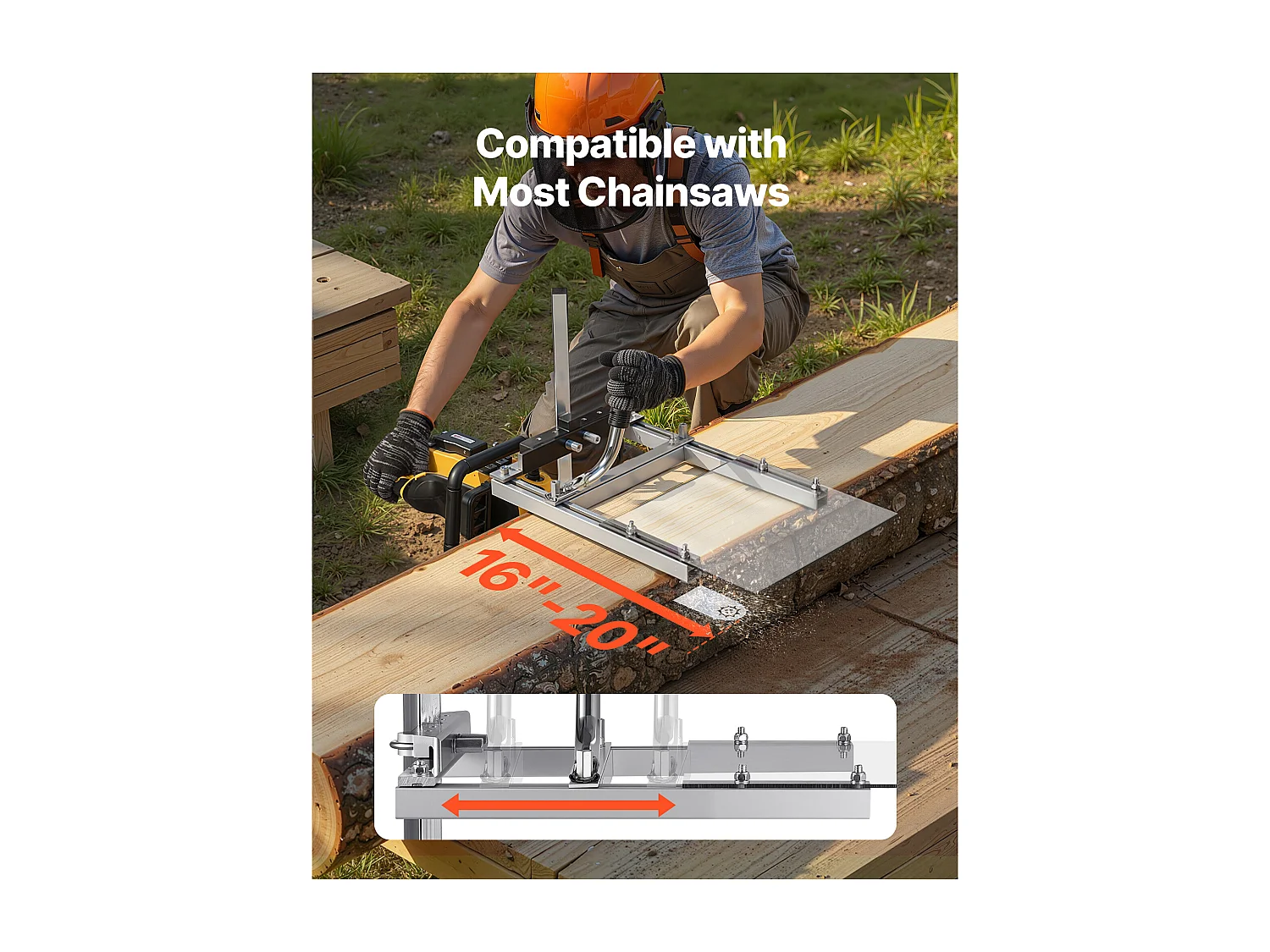 Gruminette SucceBuy pour Tronçonneuse 41-51 cm Scierie Mobile Portative Coupe Transversale, Épaisseur de Coupe 5,08-300 mm, avec Plaque Protection Transparente