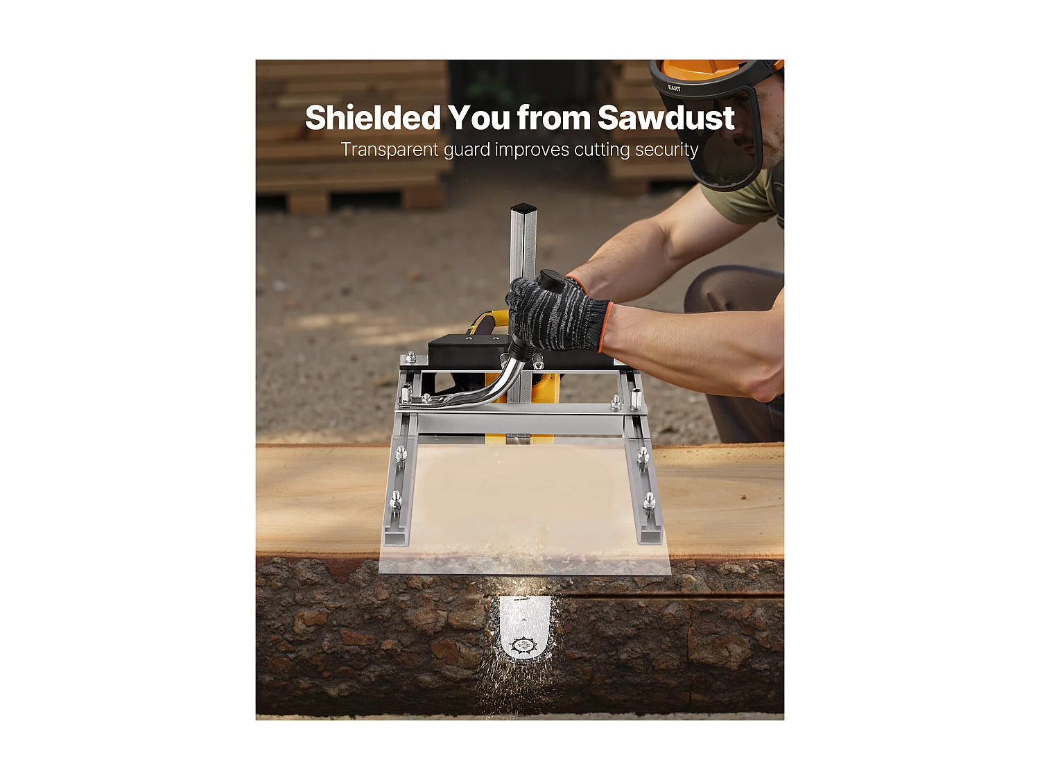 Gruminette SucceBuy pour Tronçonneuse 41-51 cm Scierie Mobile Portative Coupe Transversale, Épaisseur de Coupe 5,08-300 mm, avec Plaque Protection Transparente