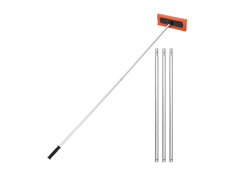 Rastrello per Neve SucceBuy da Tetto, 45 cm, Rastrello per Spazzaneve Regolabile 2,25-5,62 m, con Raschietto, Maniglia Antiscivolo, Conservazione Compatta