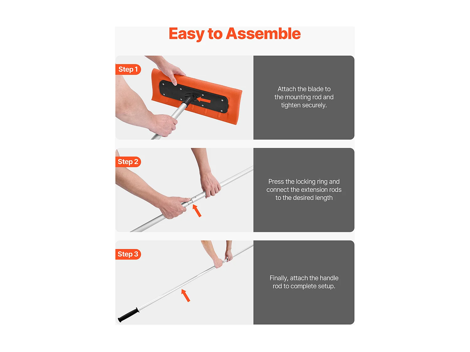 Râteau à Neige SucceBuy de Toit, 45 cm, Râteau de Déneigement Réglable 2,25-5,62 m, avec Grattoir en Mousse, Poignée Antidérapante, Rangement Compact