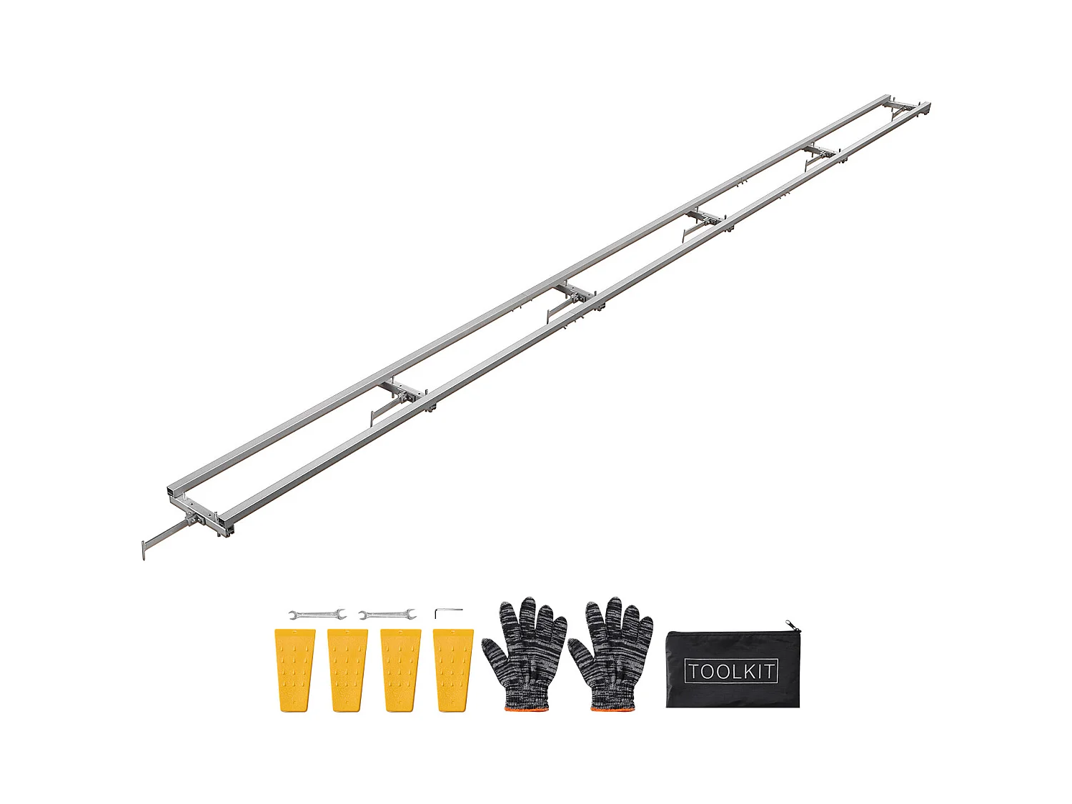 Führungsschiene SucceBuy für Mobile Tragbare Sägewerk, Schnittreichweite 4,57 m, Aluminium Schienenführung Verstellbar für Kettensäge, mit 6 Querstangen