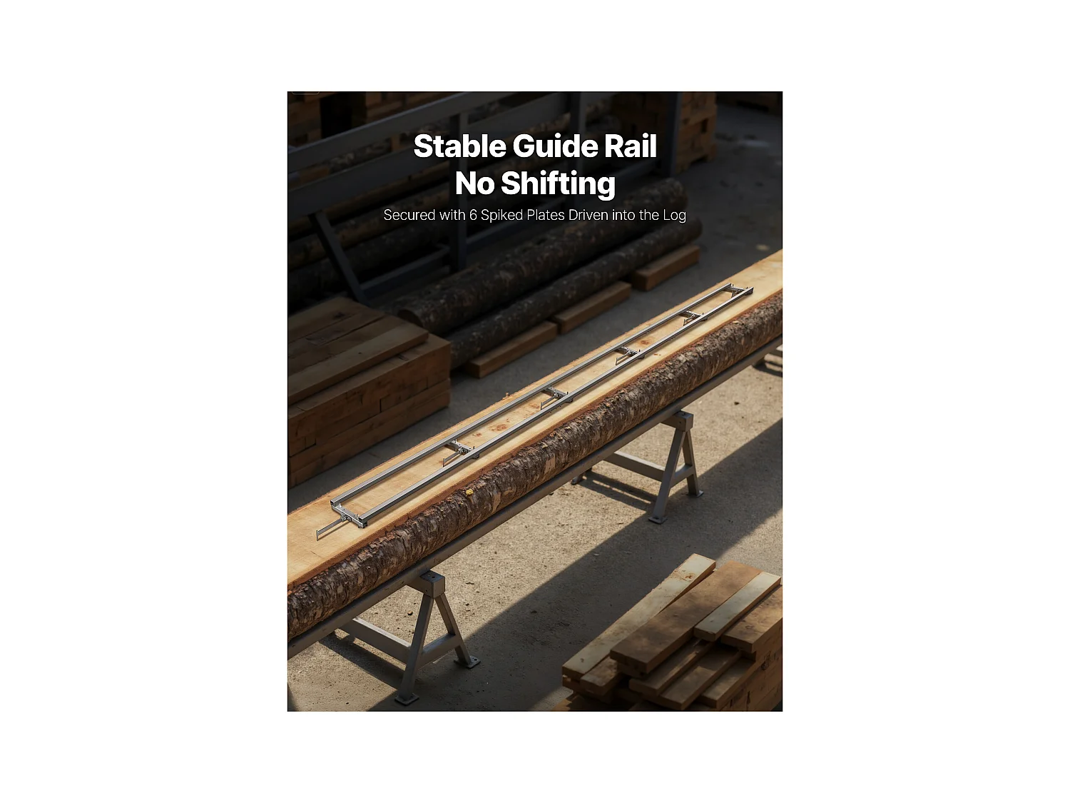 Führungsschiene SucceBuy für Mobile Tragbare Sägewerk, Schnittreichweite 4,57 m, Aluminium Schienenführung Verstellbar für Kettensäge, mit 6 Querstangen