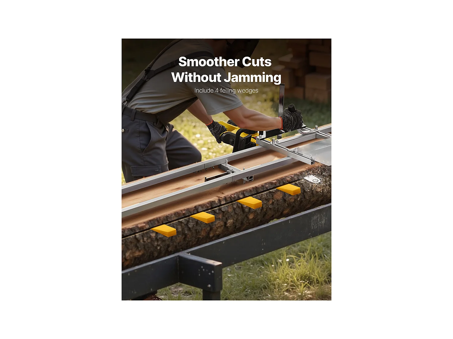 Führungsschiene SucceBuy für Mobile Tragbare Sägewerk, Schnittreichweite 4,57 m, Aluminium Schienenführung Verstellbar für Kettensäge, mit 6 Querstangen