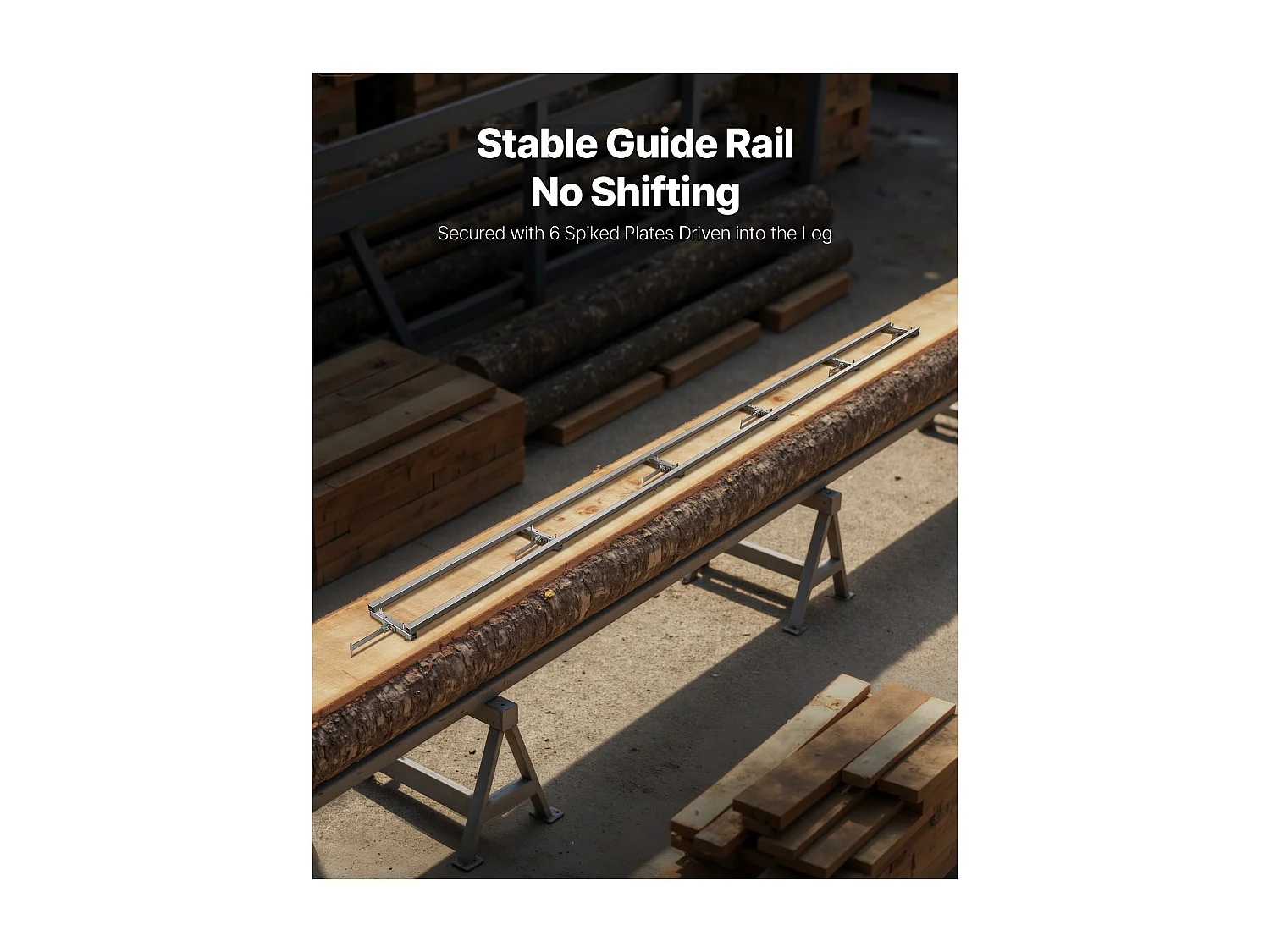 Rail de Guidage SucceBuy pour Scierie Mobile Portative, Portée de Coupe 4,57 m, Guide à Rail Réglable Aluminium pour Tronçonneuse, avec 6 Barres Transversales