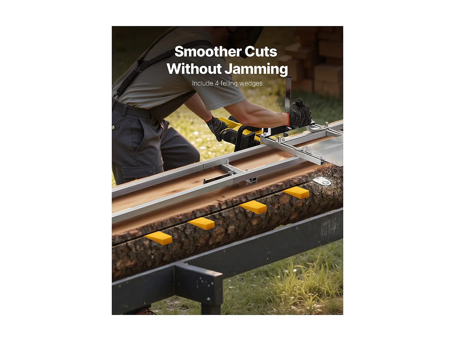 Rail de Guidage SucceBuy pour Scierie Mobile Portative, Portée de Coupe 4,57 m, Guide à Rail Réglable Aluminium pour Tronçonneuse, avec 6 Barres Transversales