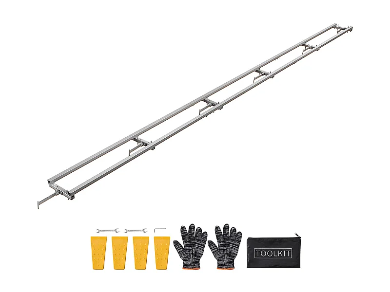 Rail de Guidage SucceBuy pour Scierie Mobile Portative, Portée de Coupe 4,57 m, Guide à Rail Réglable Aluminium pour Tronçonneuse, avec 6 Barres Transversales