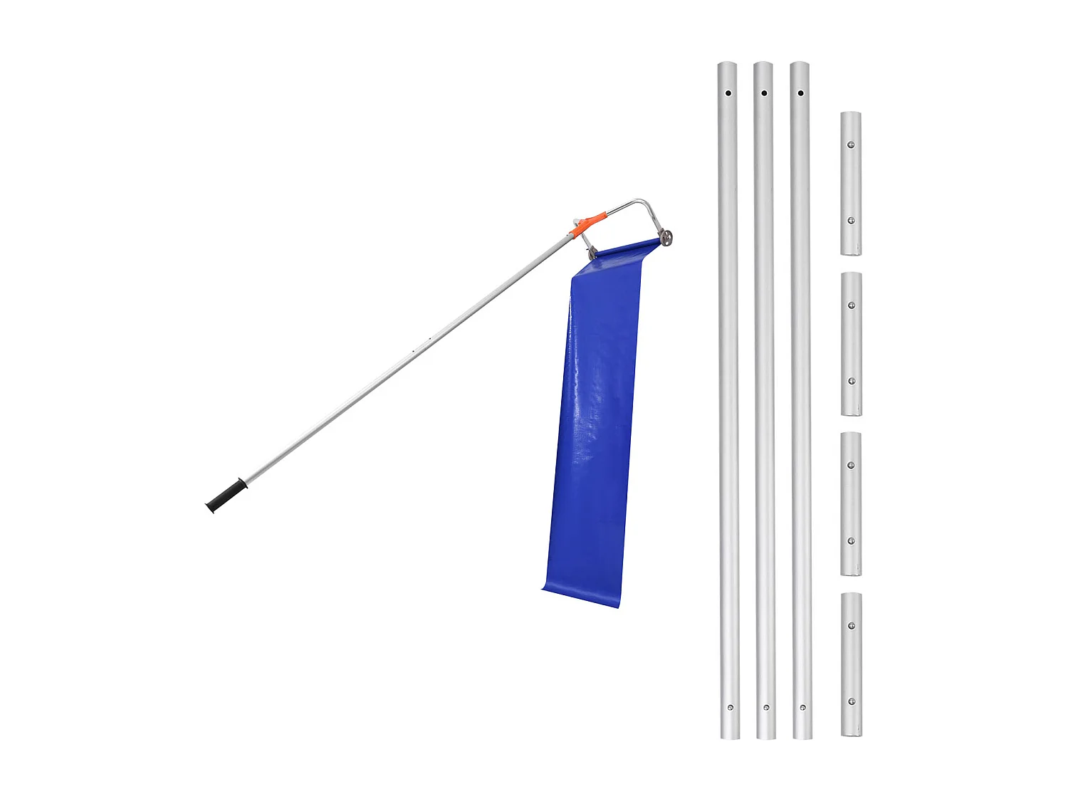 Râteau à Neige SucceBuy de Toit, 43 cm, Râteau de Déneigement Réglable 1,25-5,24 m, avec Lame en Aluminium, Roues Inférieures, Poignée Antidérapante