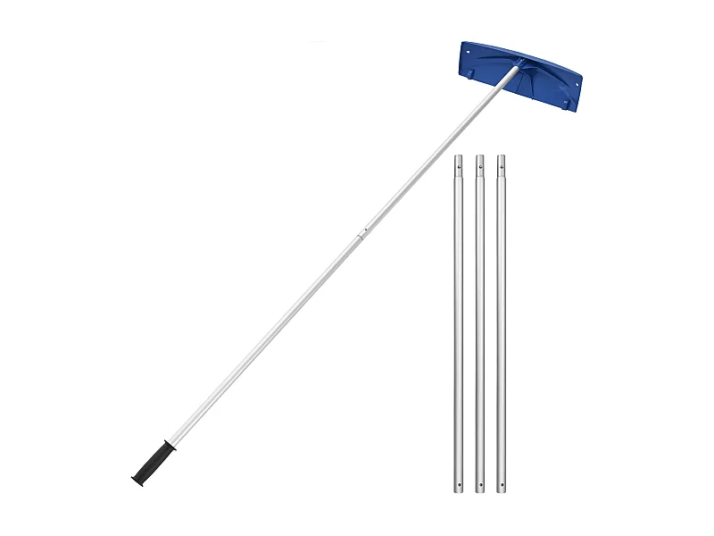 Rastrello per Neve SucceBuy da Tetto, 60 cm, Rastrello per Spazzaneve Regolabile 1,18-5,5 m, con Raschietto in Plastica PP, Ruote Inferiori, Maniglia Antiscivolo