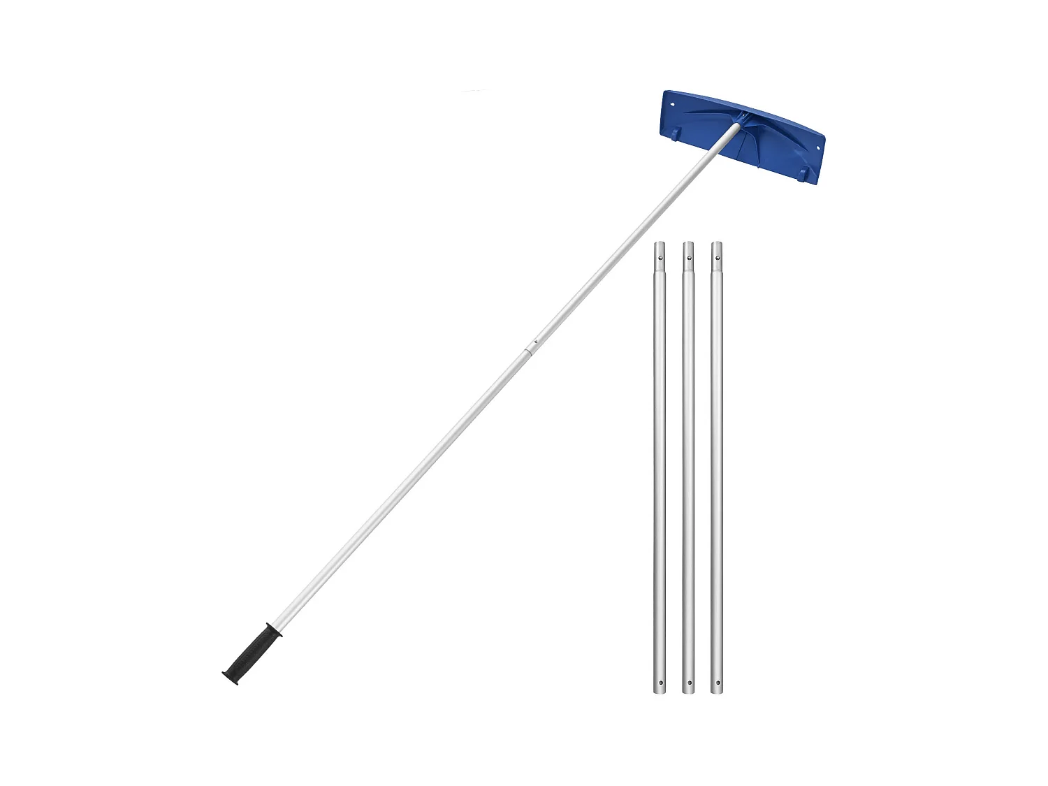 Rastrello per Neve SucceBuy da Tetto, 60 cm, Rastrello per Spazzaneve Regolabile 1,18-5,5 m, con Raschietto in Plastica PP, Ruote Inferiori, Maniglia Antiscivolo