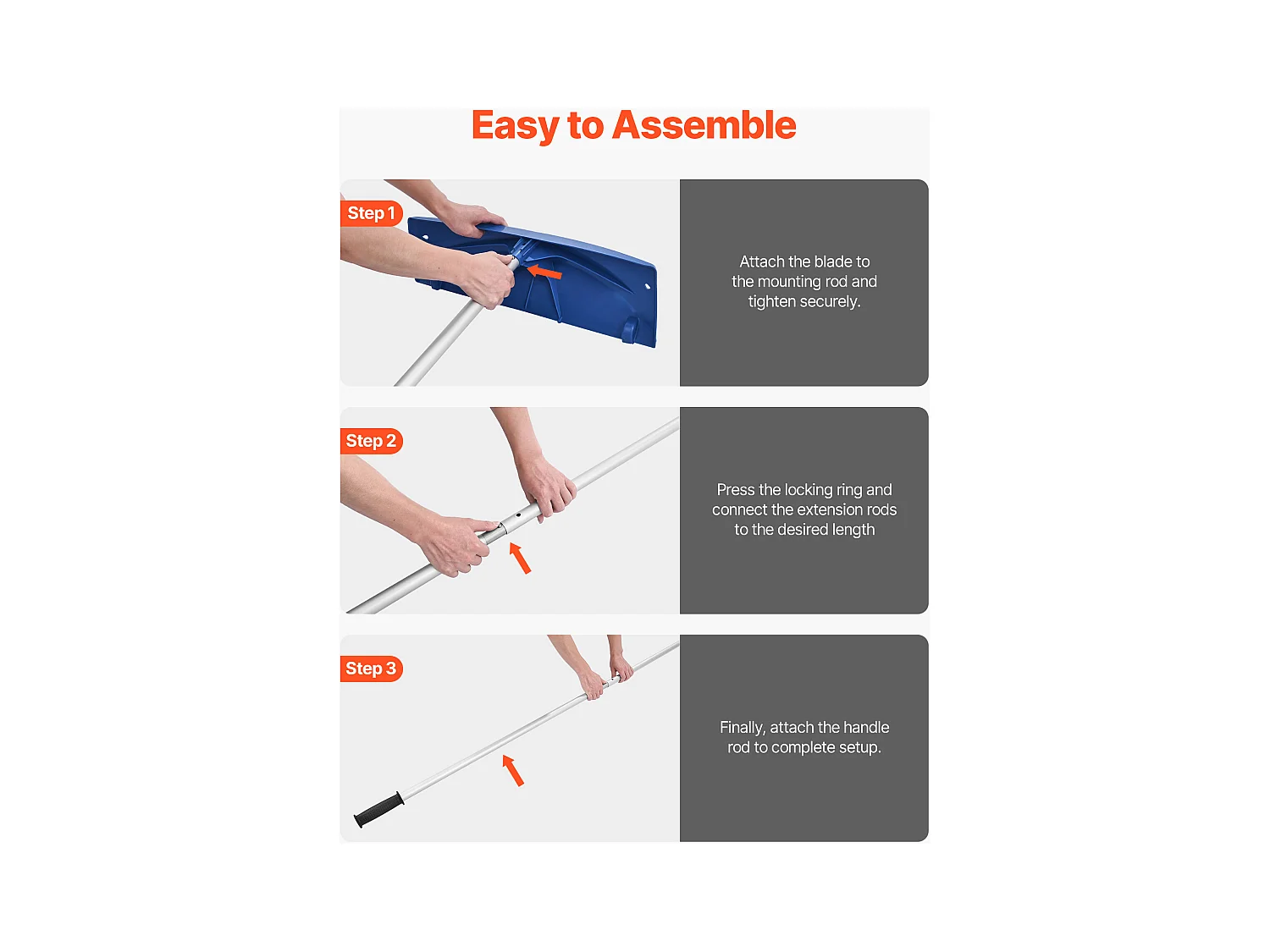 Rastrello per Neve SucceBuy da Tetto, 60 cm, Rastrello per Spazzaneve Regolabile 1,18-5,5 m, con Raschietto in Plastica PP, Ruote Inferiori, Maniglia Antiscivolo