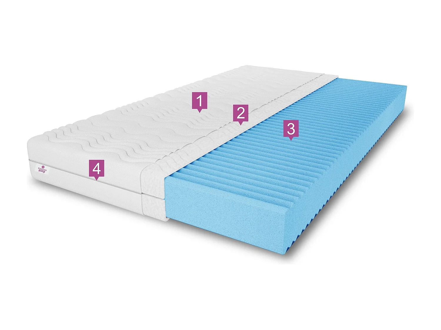 Matelas en mousse Natural avec couche massante, 120 x 200 cm, hauteur 10 cm, H3, noir