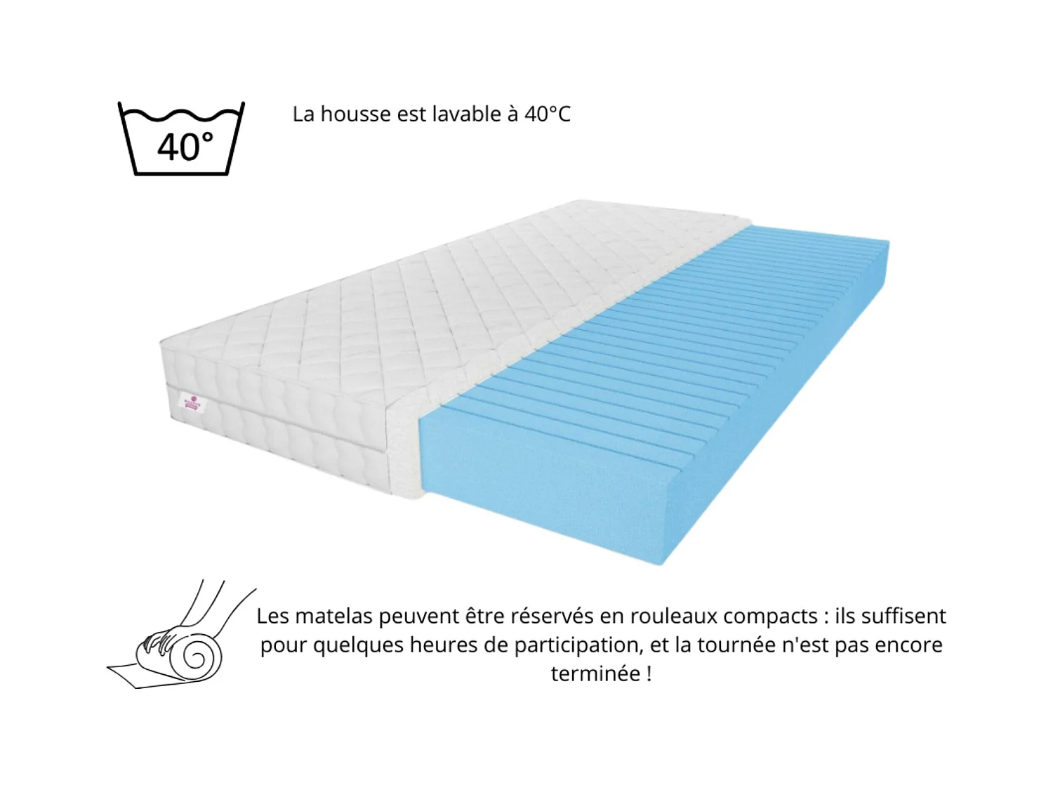 Matelas en mousse Olivia avec couche massante, 140 x 200 cm, hauteur 10 cm, H3, noir