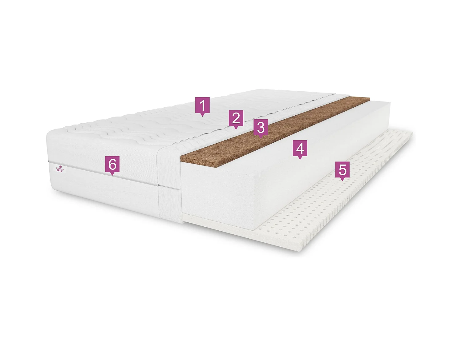 Matelas en latex Tango, 200 x 200 cm, hauteur env. 20 cm, H3/H4, blanc