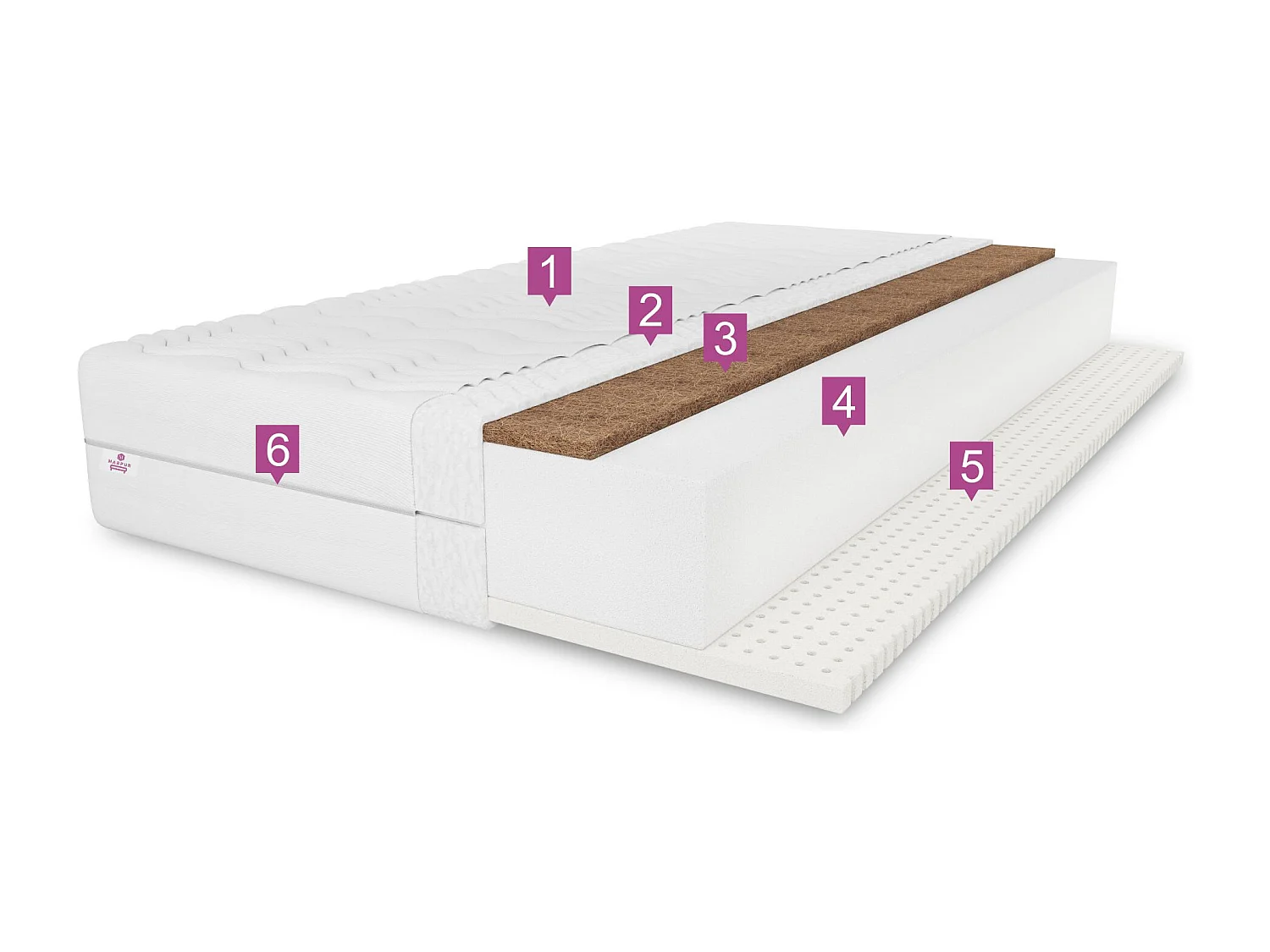 Matelas en latex Tango, 200 x 200 cm, hauteur env. 20 cm, H3/H4, blanc