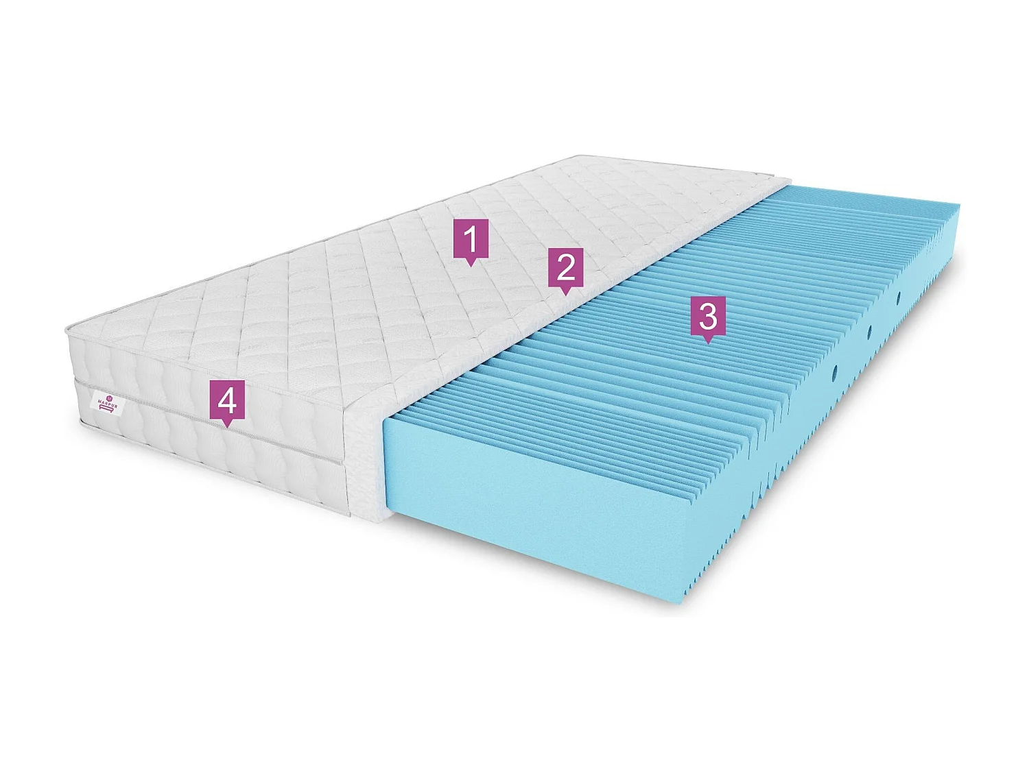 Matelas en mousse Nicole avec couche massante, 100 x 200 cm, hauteur  10 cm, H3, blanc