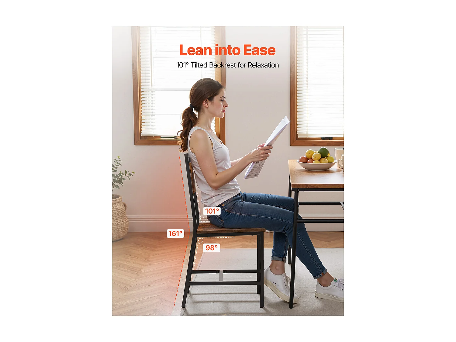 Chaises SucceBuy Salle à Manger Style Campagnard, Ensemble Chaises de Cuisine 2 Pièces, en Bois avec Dossier et Cadre en Métal, Meuble d’Appoint Peu Encombrant