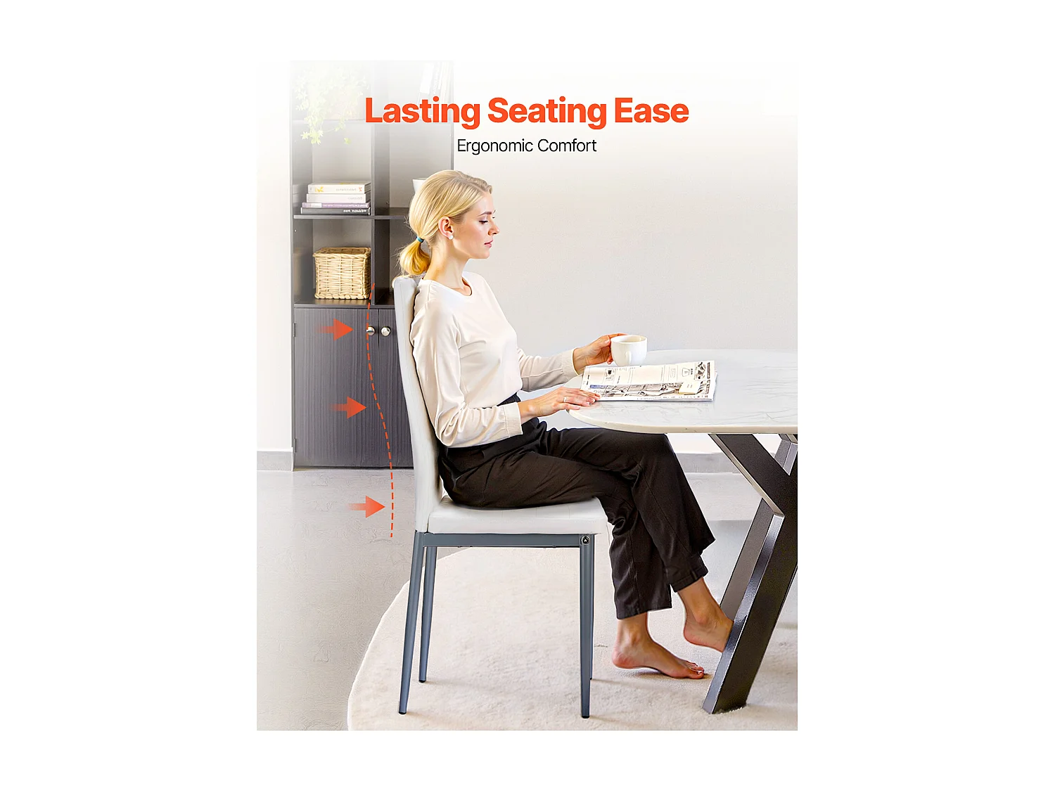 Sillas SucceBuy Comedor Modernas, Juego de Sillas de Cocina de Cuero 4 Piezas, con Respaldo, Cojines Gruesos y Patas de Metal, para Mesa de Comedor