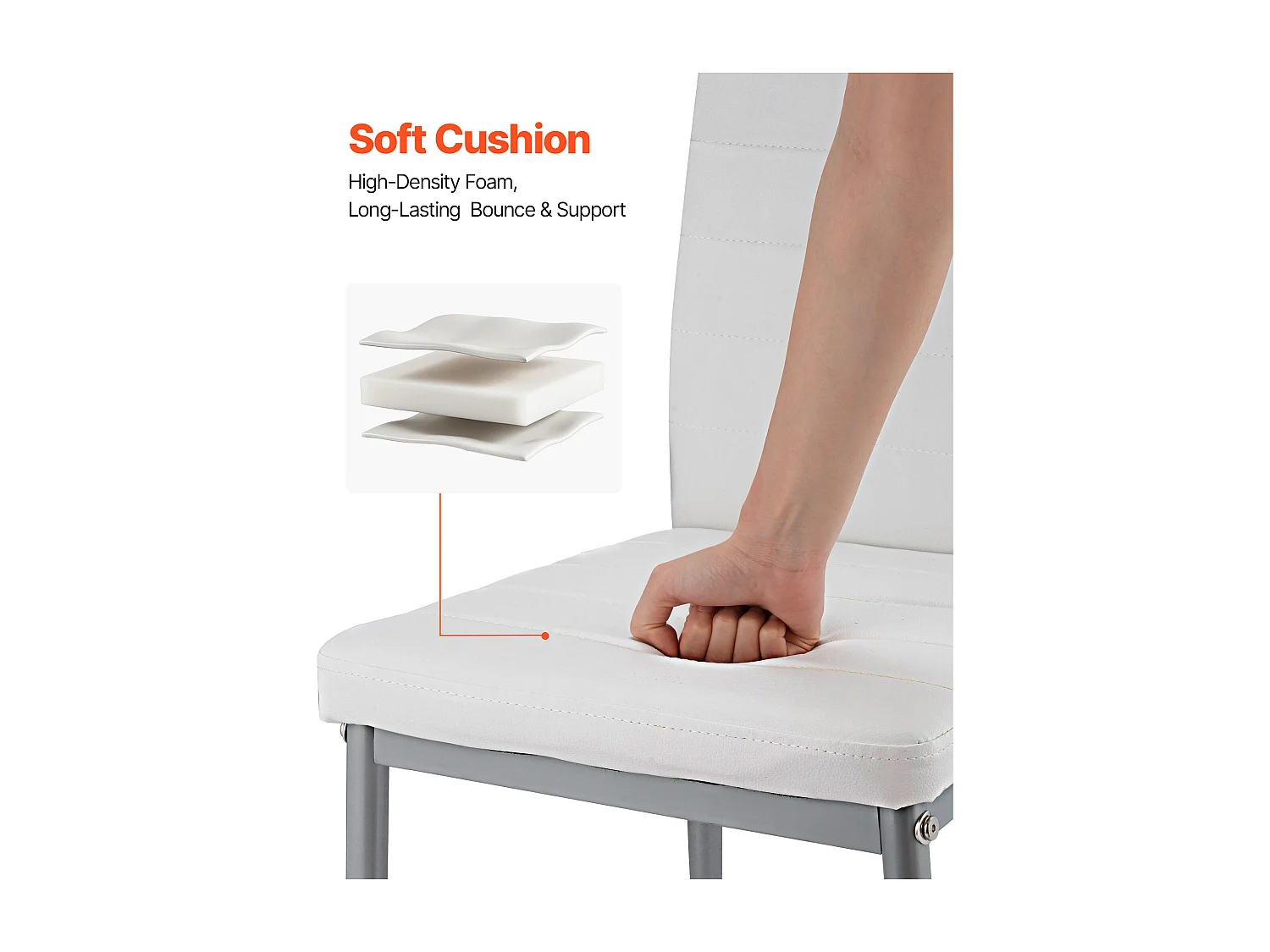 Sillas SucceBuy Comedor Modernas, Juego de Sillas de Cocina de Cuero 4 Piezas, con Respaldo, Cojines Gruesos y Patas de Metal, para Mesa de Comedor