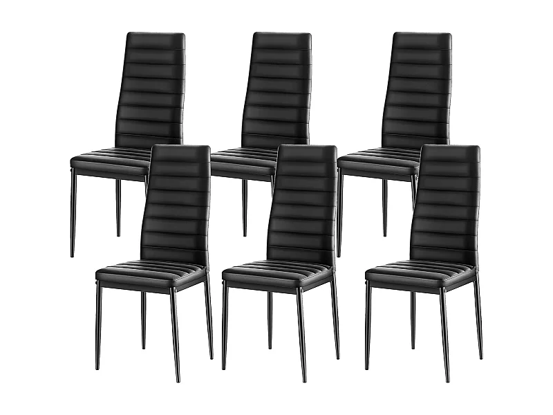 Cadeiras SucceBuy Sala de Jantar Modernas, Conjunto de Cadeiras de Cozinha de Couro 6 Peças, com Encosto, Almofadas Grossas e Pés de Metal, para Mesa de Jantar