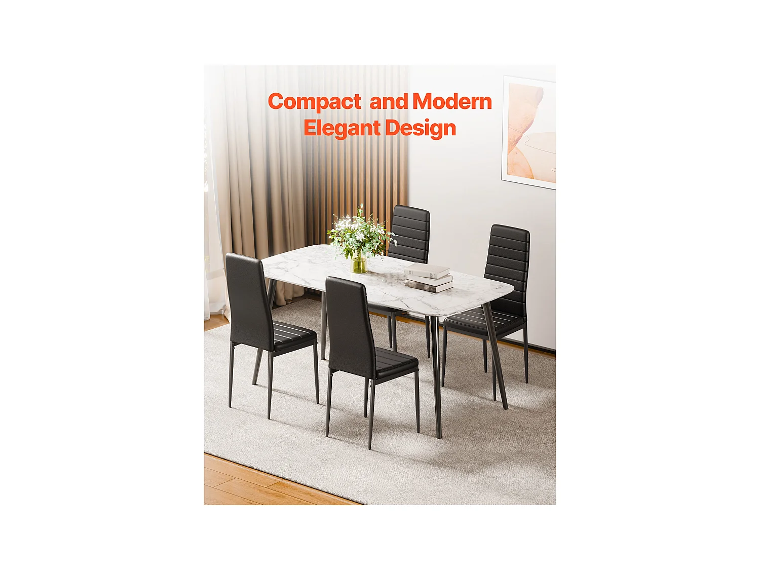 Chaises SucceBuy Salle à Manger Modernes, Ensemble Chaises de Cuisine en Cuir 6 Pièces, avec Dossier, Coussins Épais et Pieds en Métal, pour Table à Manger