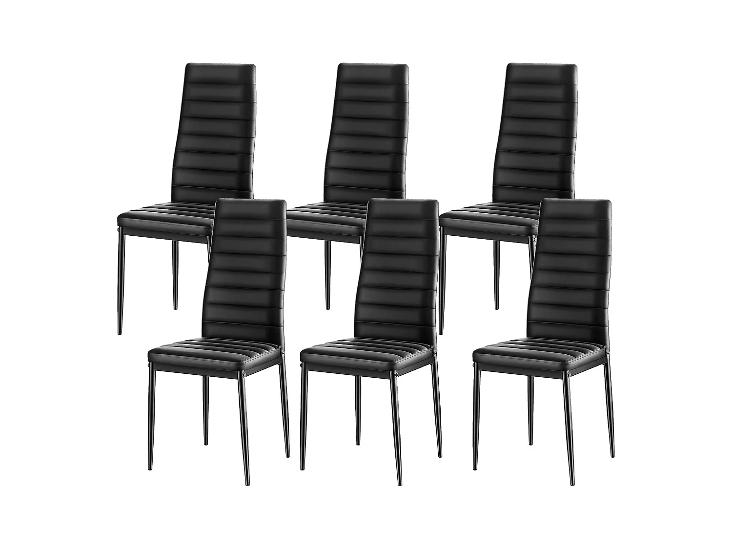 Stoelen SucceBuy Eetkamer Modern, Set Keukenstoelen van Leer 6-delig, met Rugleuning, Dikke Kussens en Metalen Poten, voor Eettafel