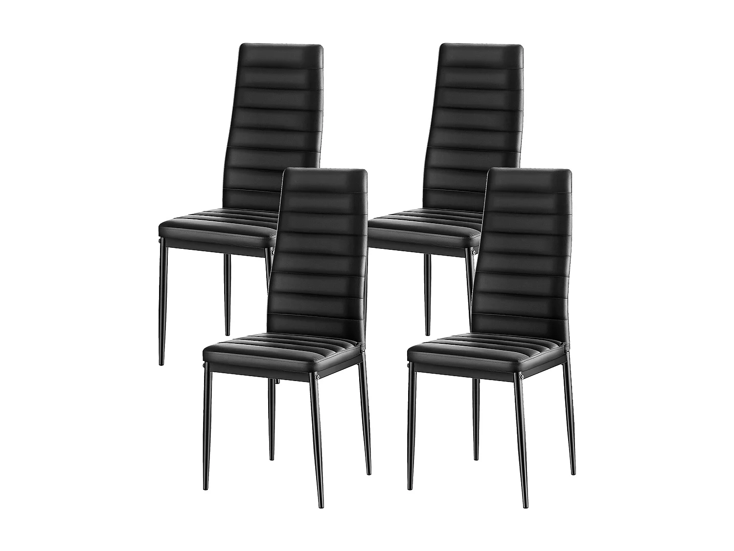 Stoelen SucceBuy Eetkamer Modern, Set Keukenstoelen van Leer 4-delig, Dikke Kussens en Metalen Poten, Meubel Bijzet Klein Formaat