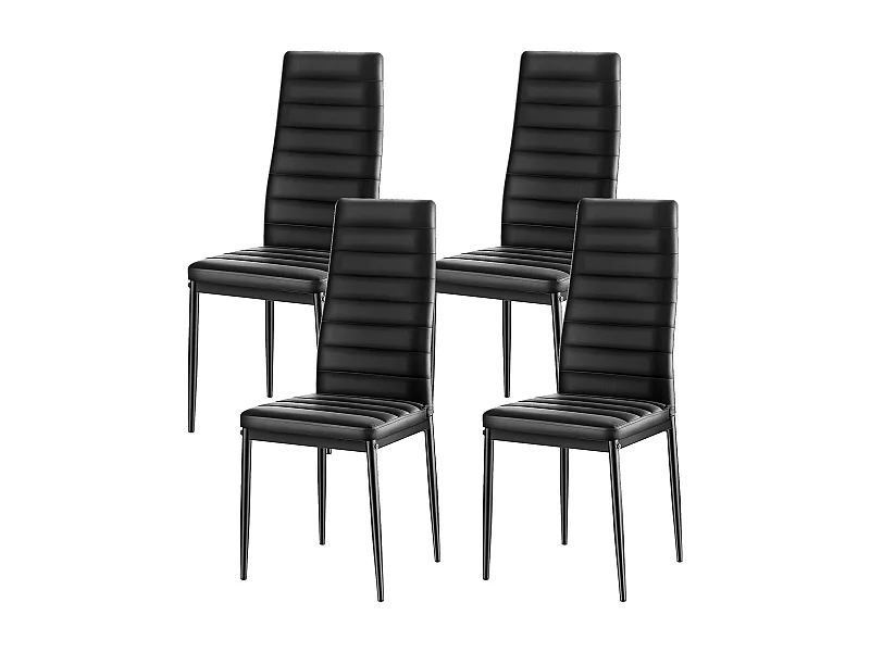 Stoelen SucceBuy Eetkamer Modern, Set Keukenstoelen van Leer 4-delig, Dikke Kussens en Metalen Poten, Meubel Bijzet Klein Formaat