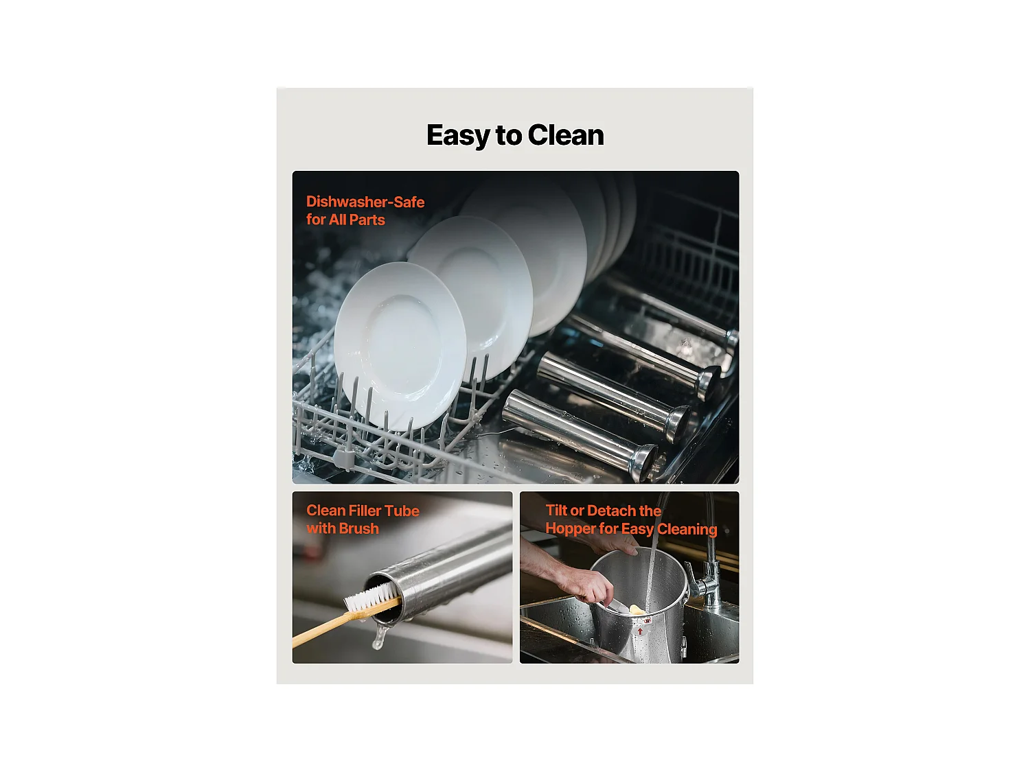 Wypycharka do Kiełbas SucceBuy Ręczna Pojemność 5 L, Pionowa Maszyna do Kiełbas ze Stali Nierdzewnej, Napełniarka z Podwójną Prędkością, z 5 Rurkami do Napełniania