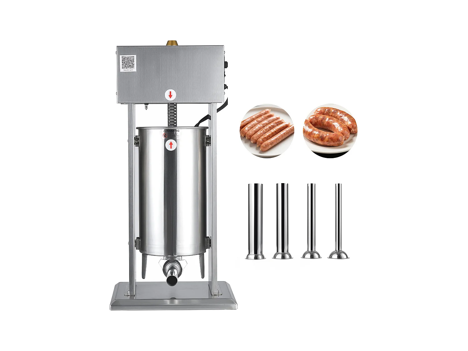 Wypycharka do Kiełbas SucceBuy Elektryczna 15 L, Pionowa Maszyna do Kiełbas ze Stali Nierdzewnej, Napełniarka z Ciągłą Kontrolą Prędkości i Pedałem