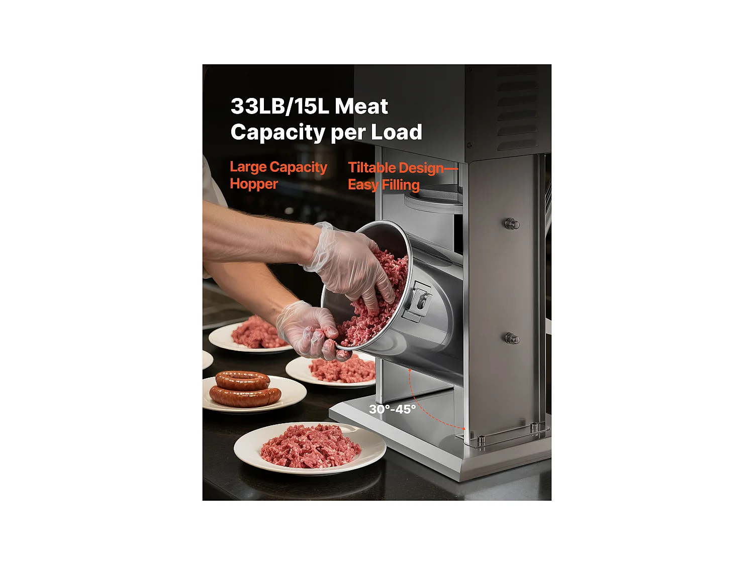 Wypycharka do Kiełbas SucceBuy Elektryczna 15 L, Pionowa Maszyna do Kiełbas ze Stali Nierdzewnej, Napełniarka z Ciągłą Kontrolą Prędkości i Pedałem