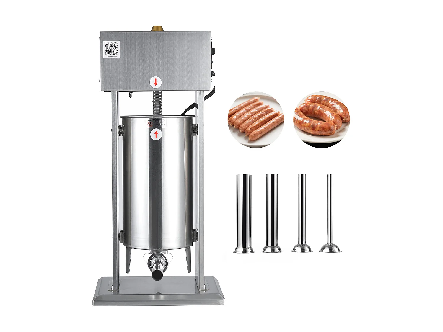 Wypycharka do Kiełbas SucceBuy Elektryczna 15 L, Pionowa Maszyna do Kiełbas ze Stali Nierdzewnej, Napełniarka z Ciągłą Kontrolą Prędkości i Pedałem